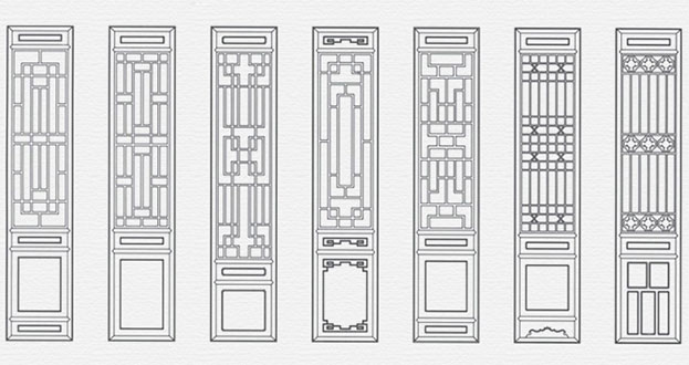 陵川常用中式仿古花窗图案隔断设计图