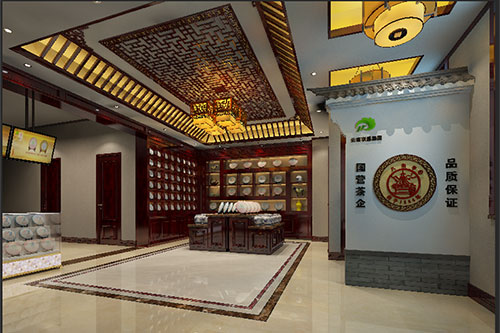 陵川古朴典雅的中式茶叶店大堂设计效果图
