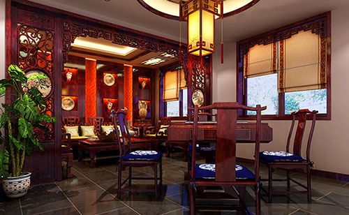 陵川古典中式风格茶楼包间设计装修效果图